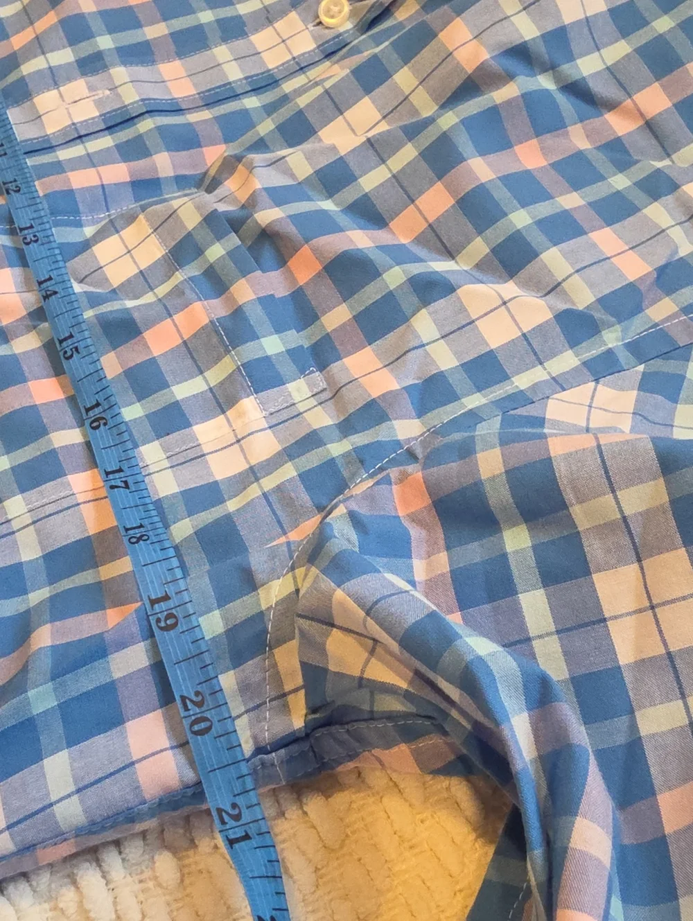 Men's MED J Crew Slim Cut Button Down Long Sleeve Blue Pink & White Check. EUC